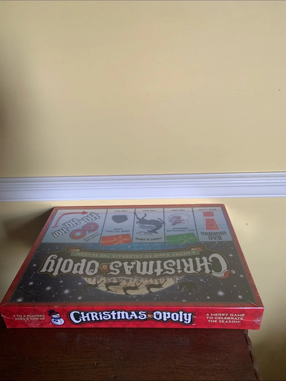 Christmas-opoly Board Game - Holiday Family Puzzle Game (Red, Blue)